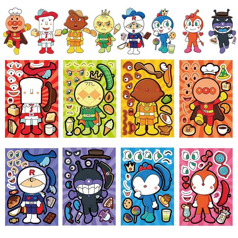 Cosplay Prop Diy - Anpanman kolaj çıkartmaları, sevimli karikatür yüz